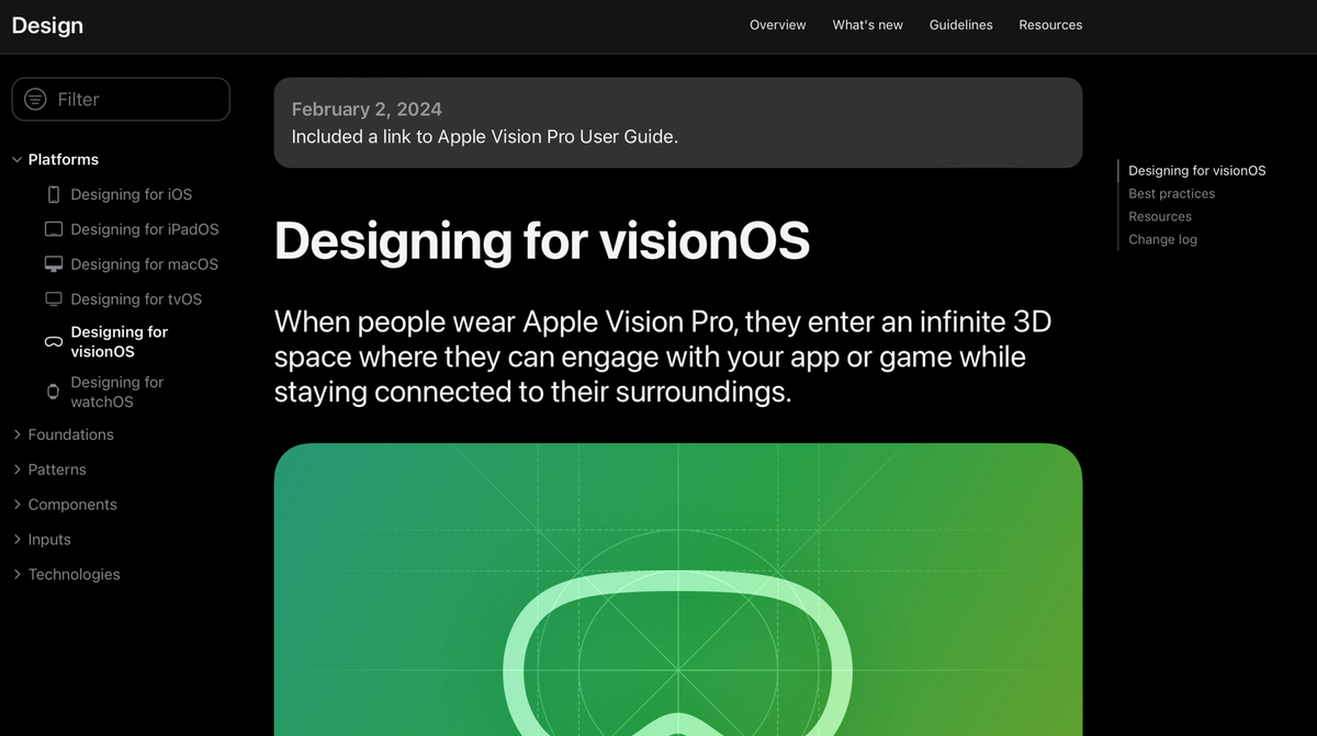 Screenshot of Apple's Human Interface Guidelines