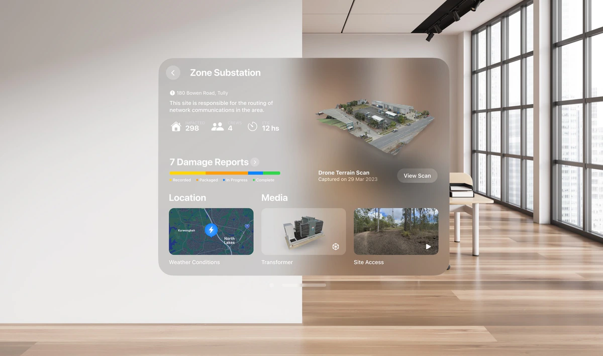 Later Zone Substation concept with a reduced floating window and a 3D site scan